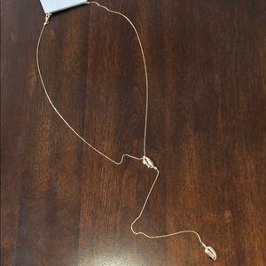 Gold shell lariat delicate necklace